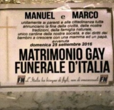 Manifesti funebri per matrimonio gay, condannato Ottaviani